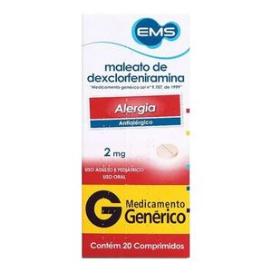 Dexclorfeniramina Genérico EMS 2mg 20 Comprimidos