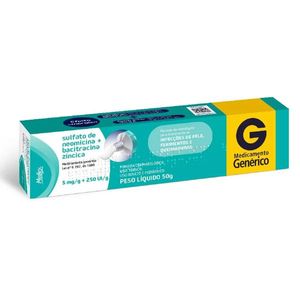 Sulfato De Neomicina 5mg + Bacitracina 250UI Genérico Medley Pomada Dermatológica 50g