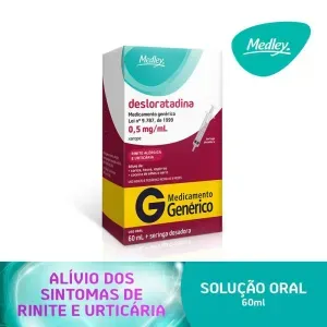 Desloratadina Xarope Genérico Medley 0,5mg/ml 60ml