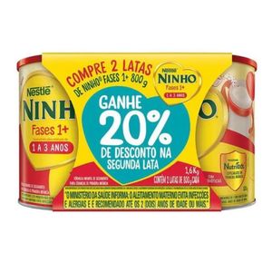 Fórmula Infantil Ninho Fases 1+ 800g - 20% de desconto na 2ª lata