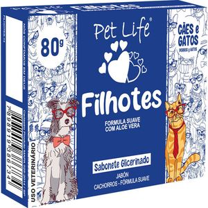 Sabonete Pet Life Para Cães e Gatos Filhotes Glicerinado 80g