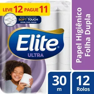 Papel Higiênico Elite Ultra Folha Dupla 30m Leve 12 Pague 11