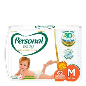 Fraldas Personal Baby Premium Médio 62 Unidades