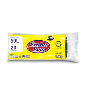 Saco Lixo Embalixo 50 Litros Preto 20 Unidades