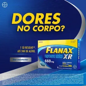 Analgésico Flanax XR 660mg Bayer Dores Insistentes com 8 comprimidos | até 24h de alívio