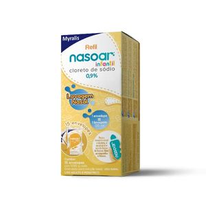 Nasoar Infantil 0,9%, caixa com refil de 15 envelopes com 1,080g de granulado