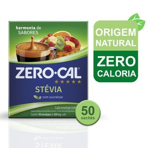 Adoçante Zero Cal Stevia 50 Sachês de 800mg