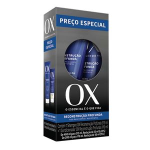Kit OX Shampoo 375ml + Condicionador 170ml Reconstrução Profunda