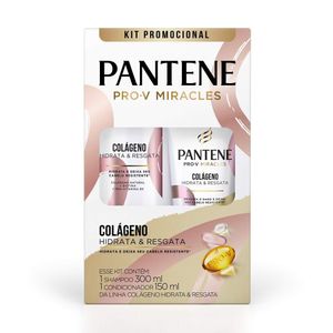 Kit Shampoo 300ml + Condicionador 150ml Pantene Colágeno Hidrata & Resgata