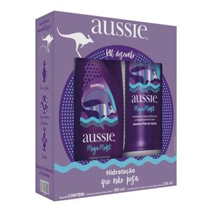 Kit Aussie Shampoo 180ml + Condicionador 236ml Mega Moist Óleo de Jojoba e Algas Marinhas