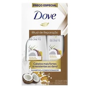 Kit Dove Shampoo 350ml + Condicionador 175ml Óleo Coco/Cúrcuma Ritual de Reparação