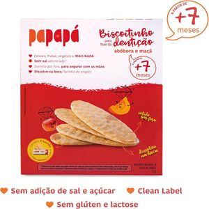 Biscoito Papapá 36g Para Fase Dentição Sem Glúten Abóbora e Maçã