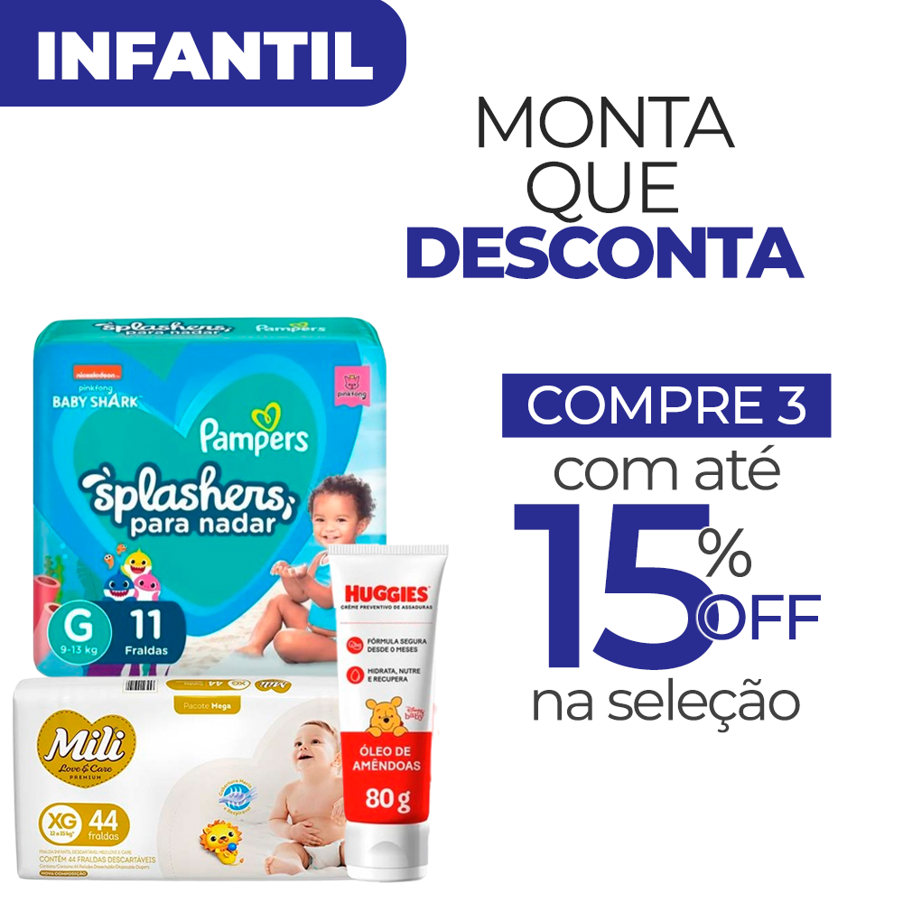 Combine 3 ou mais produtos e ganhe 15% de desconto